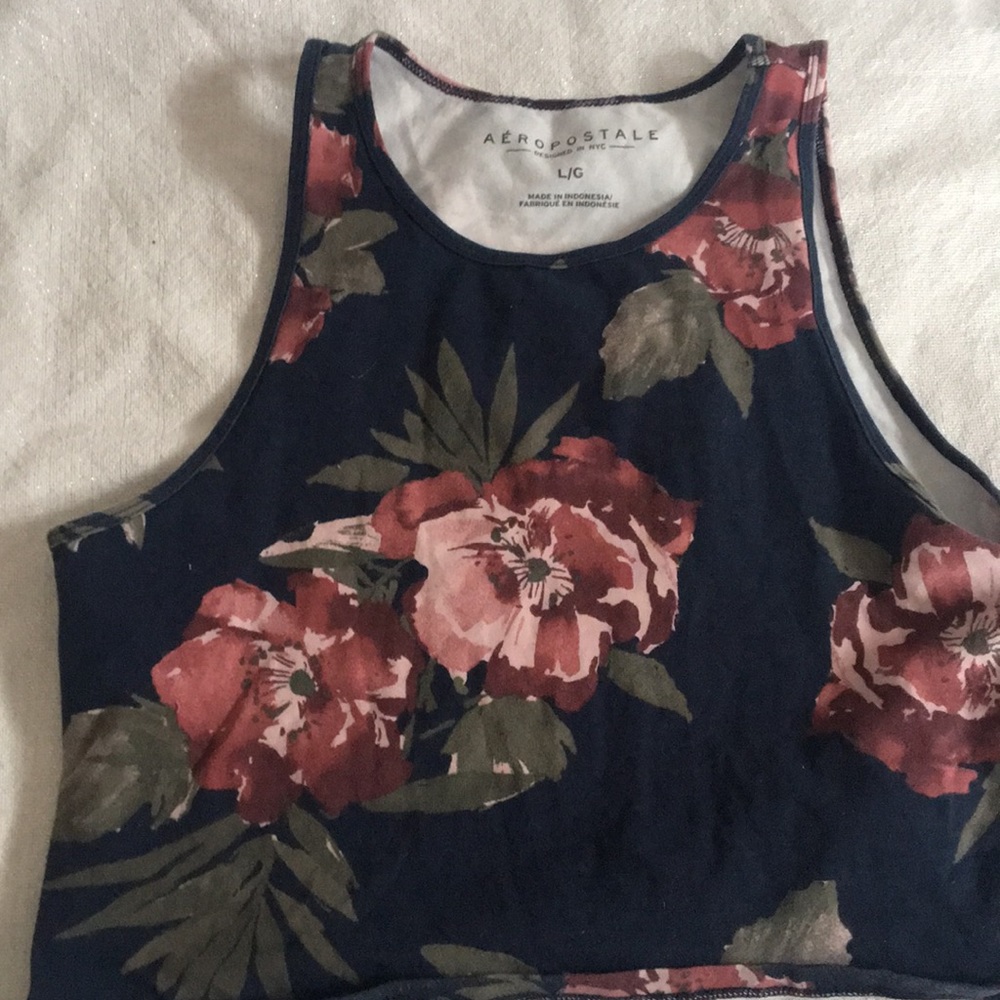 Navy floral crop top